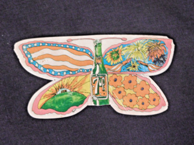 GROOVY Vintage 7up Un-cola 1969 Magnet Pat Dypold Butterfly