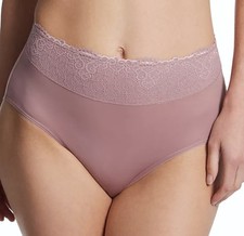 BALI Passion For Comfort Lace Waist Purple Mauve Brief Panty Womens M L XL 2XL