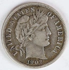 VF 1902 Barber Dime