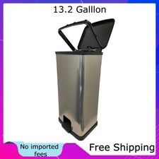 Mainstays Kitchen Trash Can, 13.2 Gal Plastic Step Garbage Bin with Lid, Silver