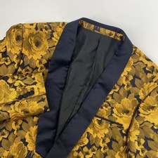 Kilburne Finch Blazer Mens 46L Yellow Floral Formal Dinner Jacket Shawl Party