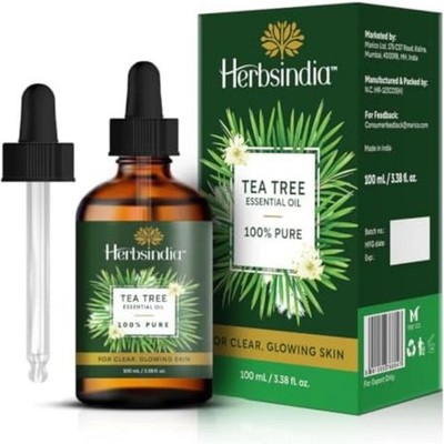 HerbsIndia Tea Tree Essential Oil 3.3oz 100% Pure Premium Glass Dropper