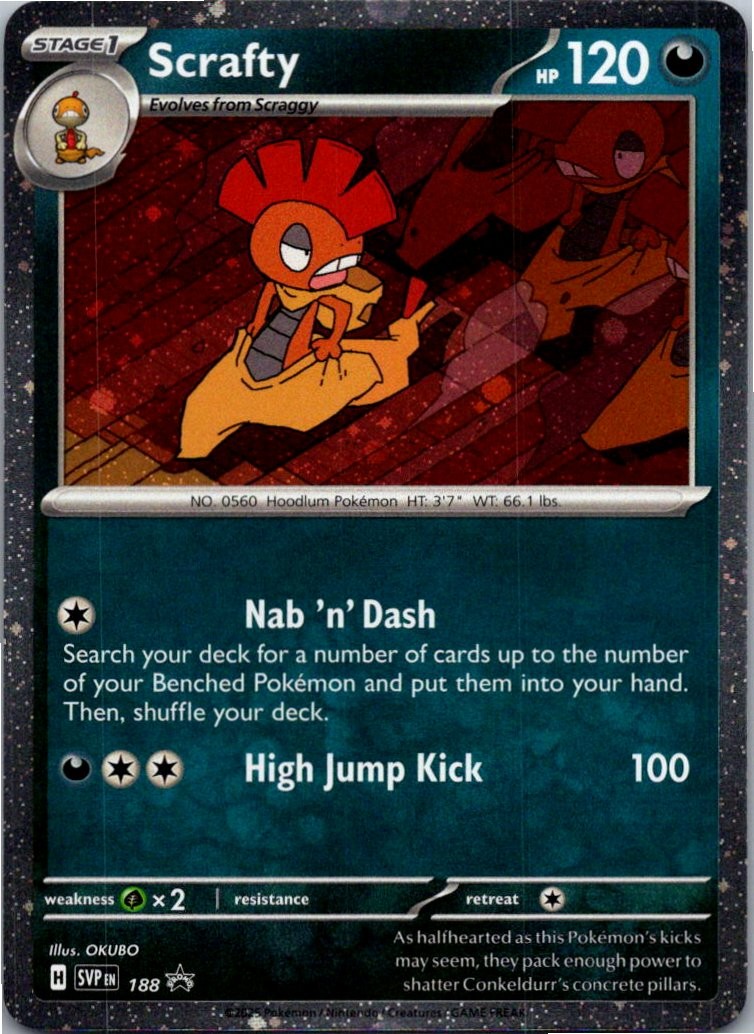 Scrafty Pokemon TCG Scarlet & Violet Black Star Promos 188 Promo NM