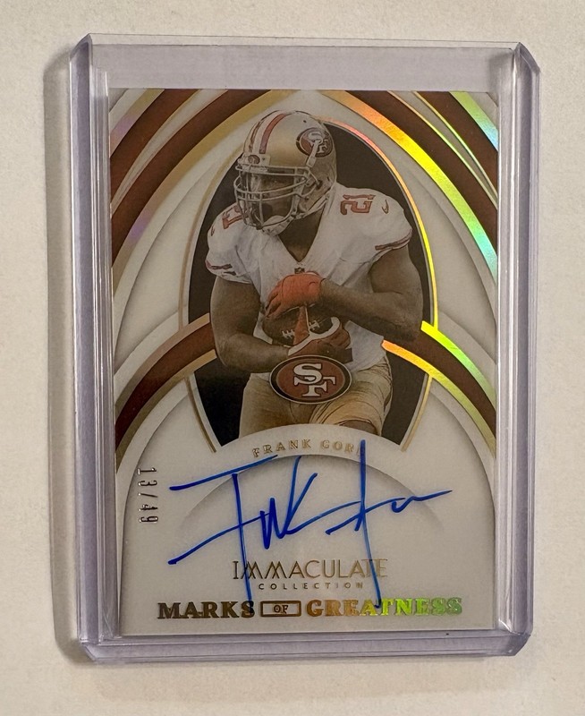 2022 Immaculate Marks of Greatness Frank Gore On-Card Auto /49