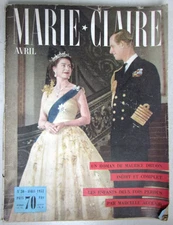 Marie-Claire n° 30 Avril 1957 Elizabeth II & Philip, Lauren Bacall, Doriola etc