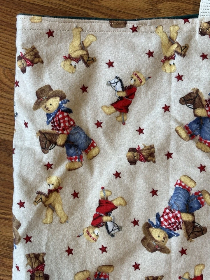Bolso reversible de franela de oso de peluche vaquero artesanal bebé/niño pequeño para montar a caballo Foto 2 de 4