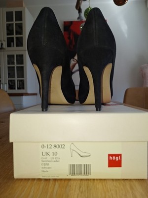 Högl Damen Pumps Wildleder Schwarz EU 45 UK 10 Stiletto high Slip-On 8002