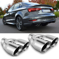 2.5" Auspuffblende Endrohr Edelstahl Doppel Sportauspuff Für Audi A3 8V 1.5 Limo