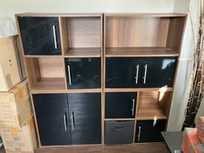 Cubed storage units - walnut unit with black gloss doors 