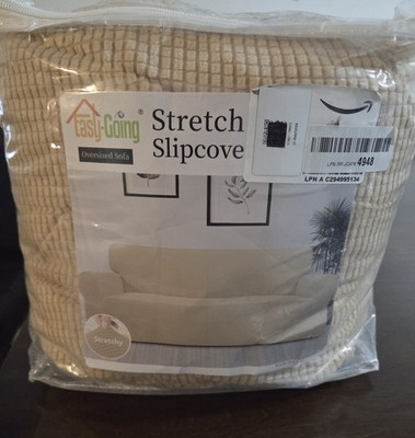 Easy-Going Stretch Slipcover Oversized Sofa Beige Polyester  Machine Washable