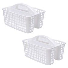 2 Pack Adjustable White Bathroom Storage Organizer