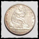 1855-O SEATED LIBERTY HALF DOLLAR NICE AU  #3D65 .900 FINE SILVER