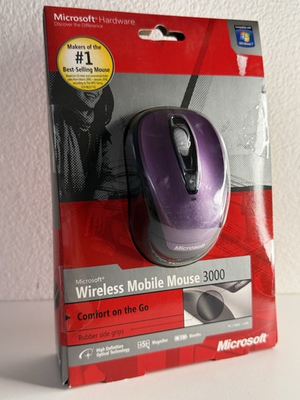 #ad New Microsoft Wireless Mobile Mouse 3000 Model 1359 1051 PC Windows Dark Purple $14.00