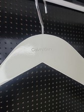Calvin Klein 17in White Wooden Clothes Hanger Lot of 2 15 Inch Lower Bar Thick