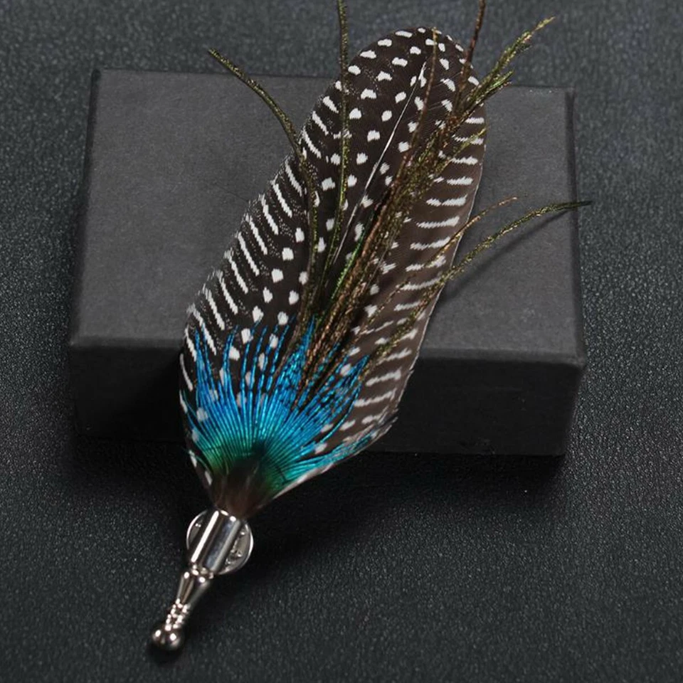Brooch Pin Peacock Pheasant Feather Suit cape pin Lapel Wedding Party Hat Clip - Image 4 of 4