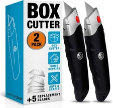 Internet's Best Utility Knife Set – 2 Retractable Box Cutters + Extra Blades