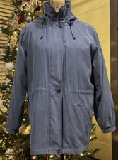 Vintage London Fog Women s Blue Hooded Parka Insulated Classic Utility Coat M