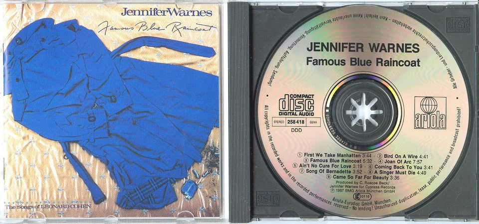 JENNIFER WARNES Famous Blue Raincoat 1987 GERMANY CD w NEU 1press LEONARD COHEN - Bild 1 von 1