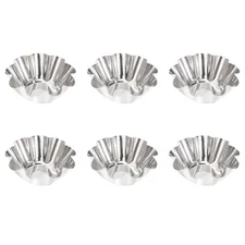 6 Pcs Stainless Steel Flower Tart Mold Metal Cupcake Cups For Baking
