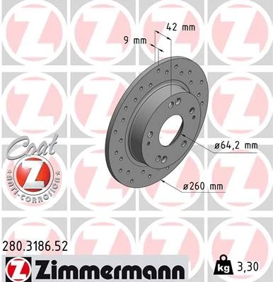 2x BRAKE DISC 280.3186.52 FOR HONDA LDA2 1.3L 4cyl CIVIC VIIIR18A2/R18A1 1.8L - Image 2 of 4