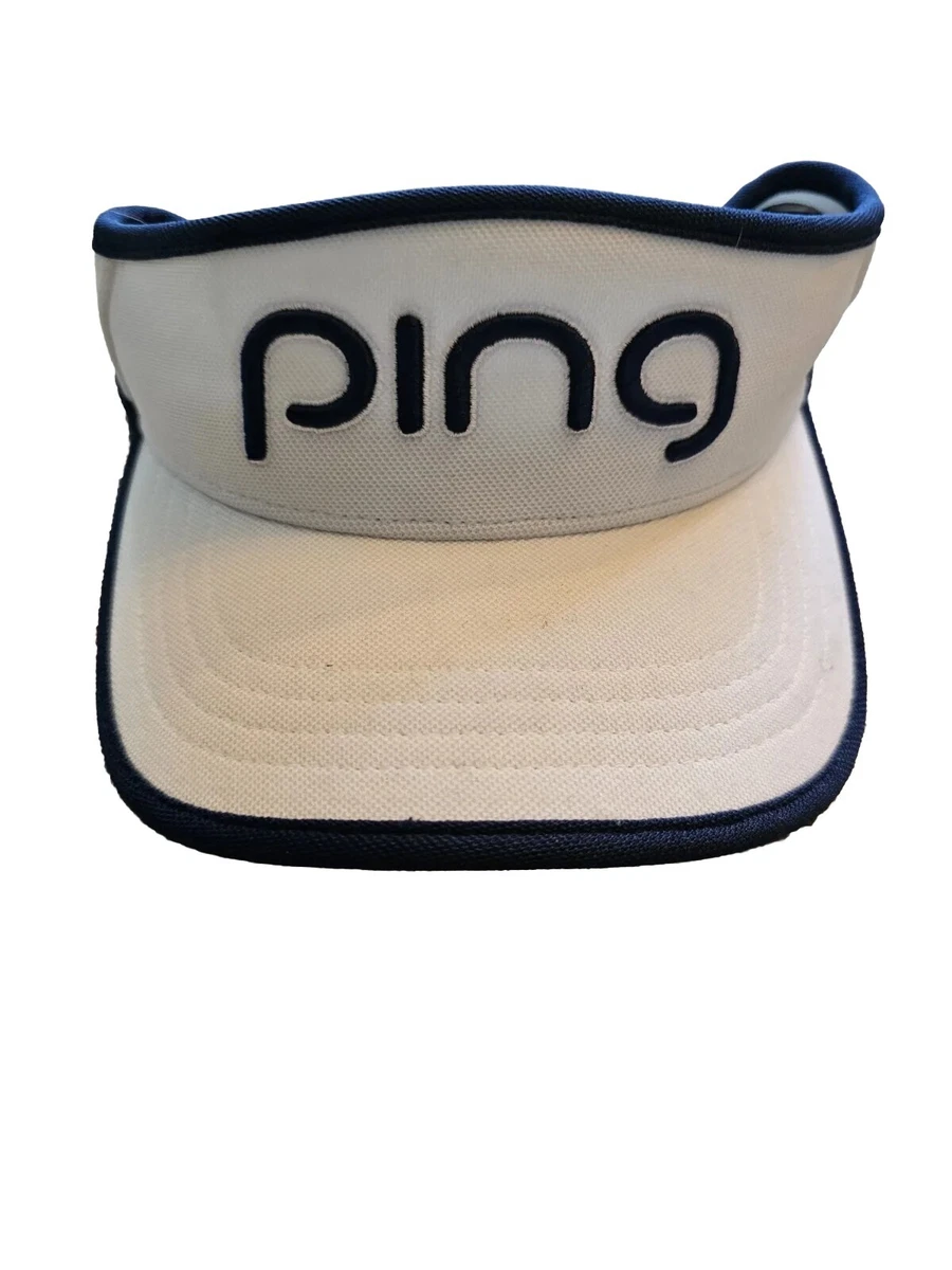 Ping 110 One Ten Golf Visor White Blue High Crown Pro Style