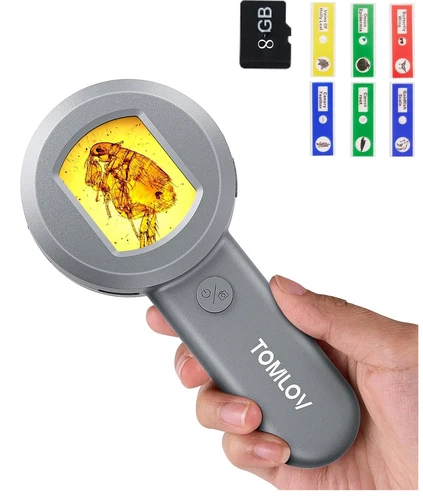 TOMLOV P10 Microscopio Infantil 100X Bolsa Lupa con Luz LED Microscopio de Mano 16MP 8GB - Imagen 1 de 9