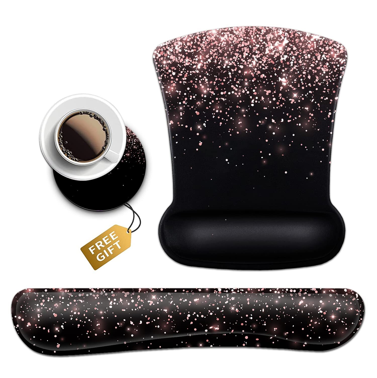 Ergonomic Gel Mouse Pad with Wrist Support and Memory Foam Keyboard Rest-image