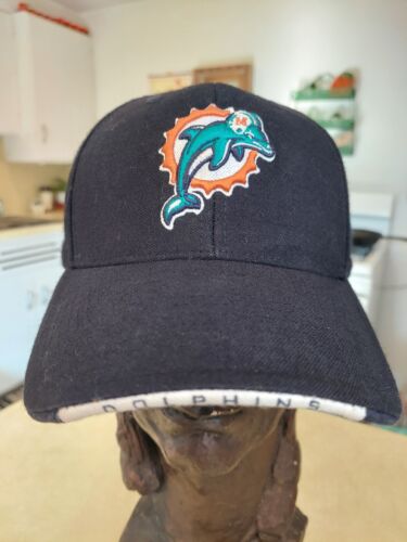Sombrero vintage de los Miami Dolphins NFL correa de lana gemelos empresa década de 1990 - Imagen 1 de 8