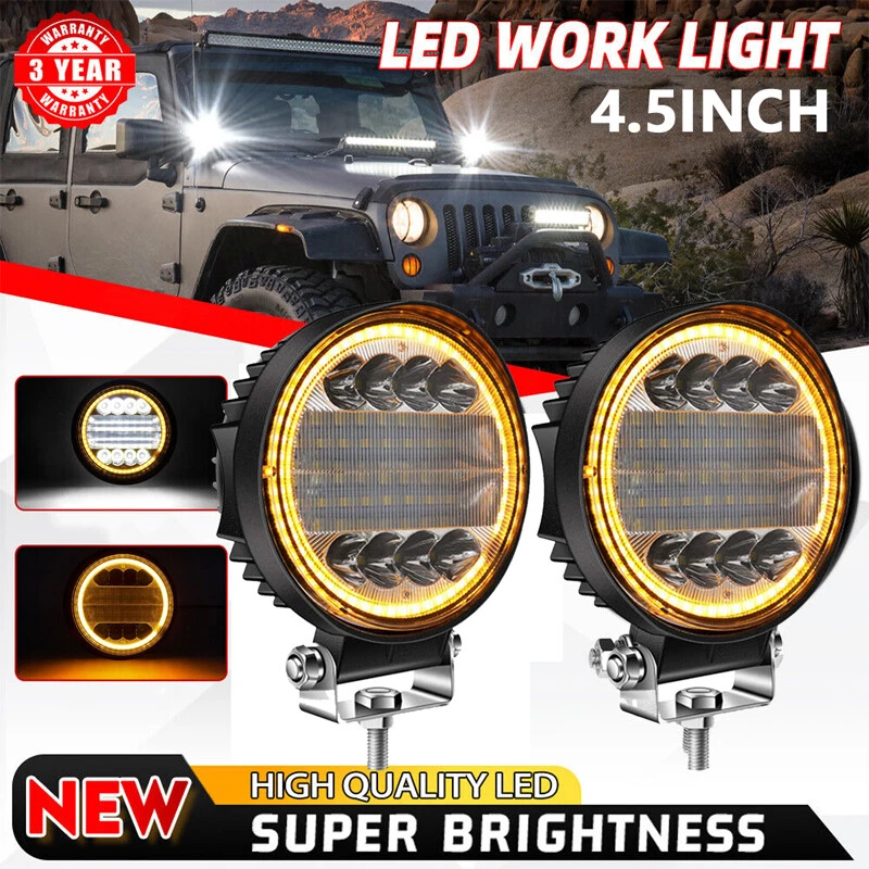 2x 5inch Round LED Work Light DRL Spot Flood Driving Fog Amber Lamp Offroad ATV - Image 4 of 4