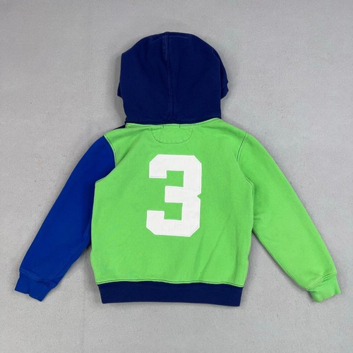 Polo Ralph Lauren Hoodie Boy 6 Blue Green Colorblock Rugby Big Pony Preppy Sport - Picture 6 of 14