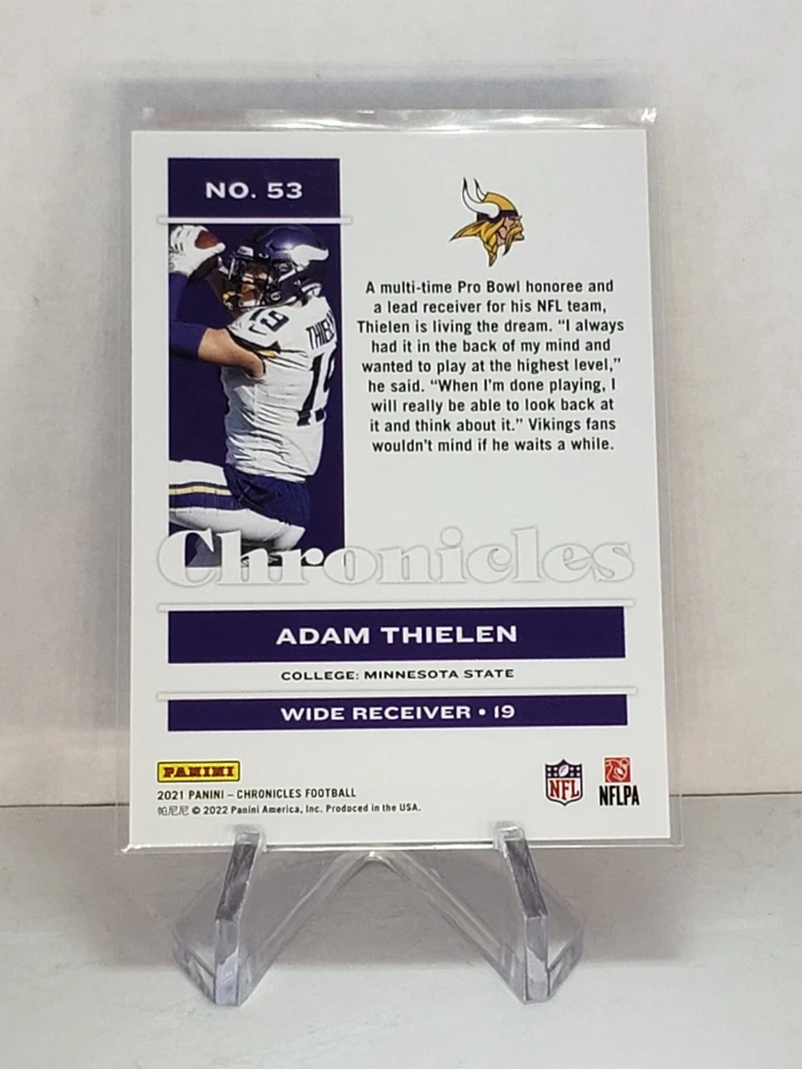 ADAM THIELEN 2021 Panini Chronicles Red Parallel SP /399 Minnesota Vikings - Image 2 of 2
