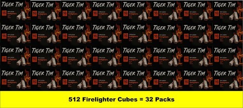 Tiger Tim 512 Firelighters Cubes Box Long Burning High Fuel Hotspots 32 PACKS - Picture 3 of 3