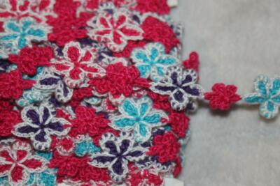 9 yards Hot Pink Purple Turquoiise daisy Crochet sewing Trim 3/4'' wide
