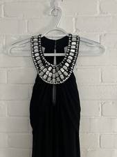 Betsy  Adam by Linda Bernell VTG Black Formal Halter Gown W/ Rhinestones Sz 14