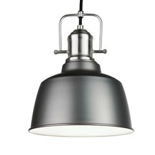 Ceiling Light Bodmin Small Industrial Dome Pendant Gun Metal Pewter Adjustable