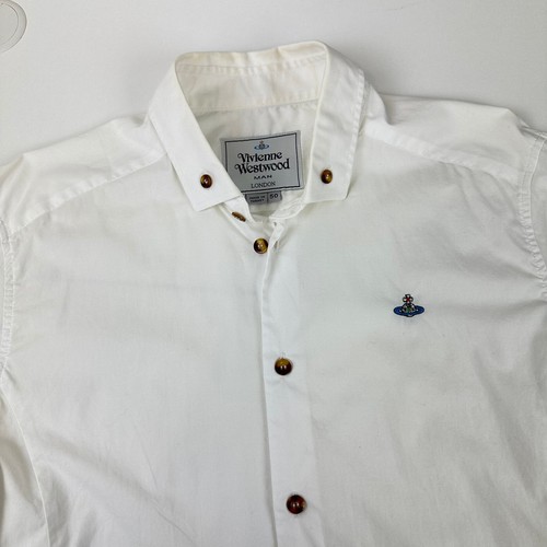 Vivienne Westwood Long-Sleeve Formal Shirt Mens Size 50 / M White Orb Button-Up. - Picture 5 of 7