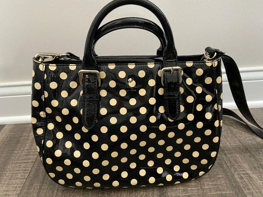 Kate spade black and white polka dot purse best sale