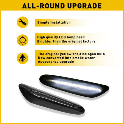 White LED Sequential Side Marker Lights For BMW E60 E61 E82