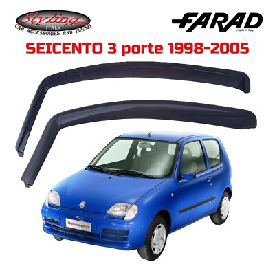 Farad 12.331 Deflettori D'Aria Antiturbo Per Fiat Seicento 1998 3 Porte – Set 2 Pezzi Fumé Scuro
