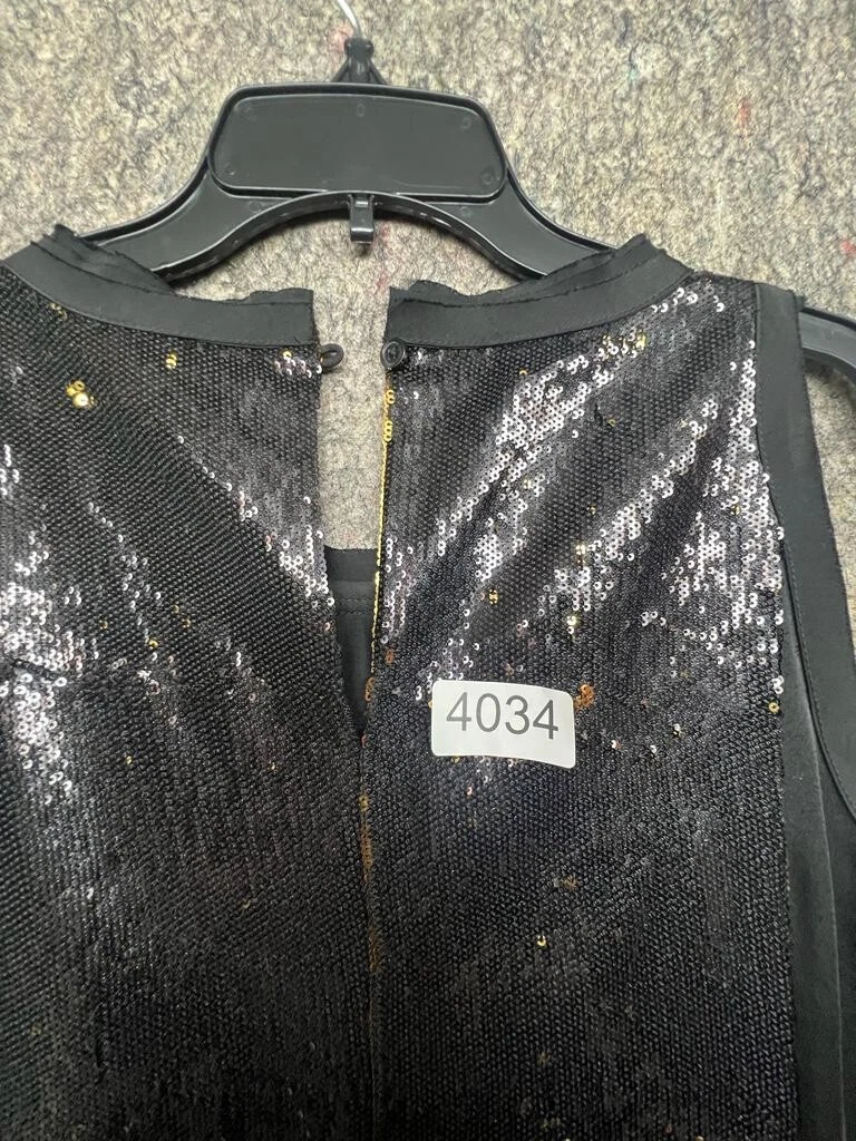 Abito Michael Kors nero oro paillettes tubino cocktail sera taglia 8