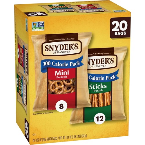 Snyder's of Hanover Pretzels, Minis and Sticks 100 Calorie Packs, 20 Ct Variety
