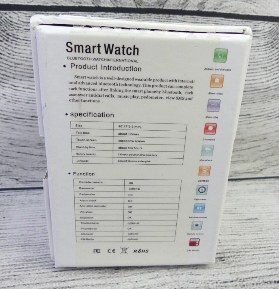 Uwatch Bluetooth Smartwatch (Black) Calls Text Music FM Radio (Open, Unused) - Image 2 of 4