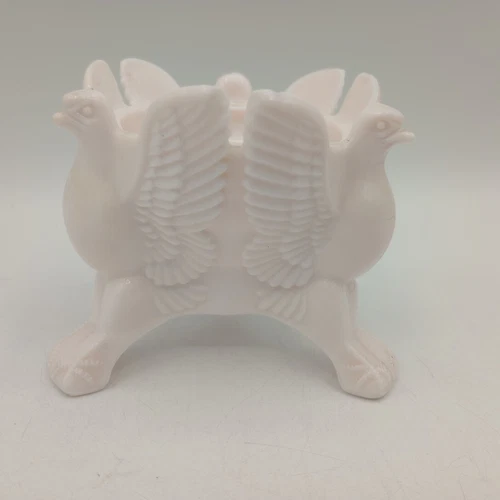 Jeanette Pink Milk Glass Bird Eagle Dove Phoenix Footed Candle Holder Vintage