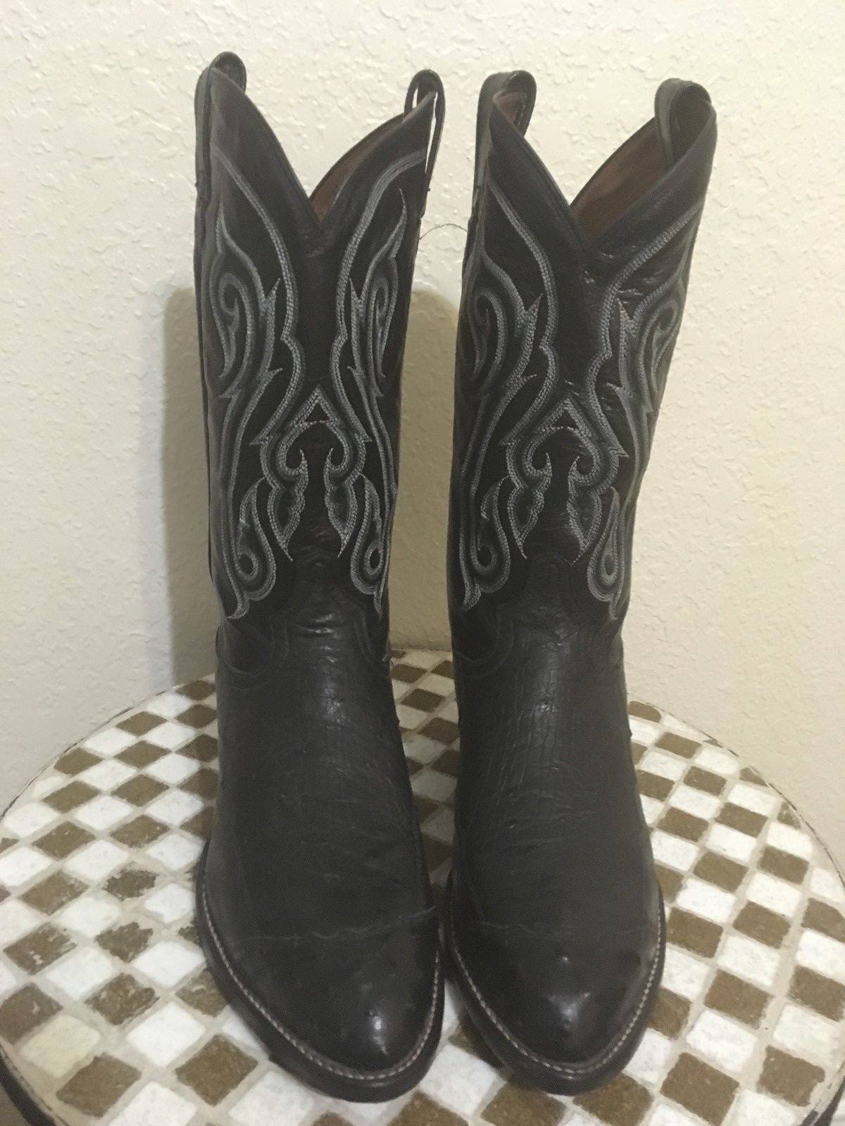 BLACK OSTRICH LEATHER TONY LAMA CZ910 WESTERN COWBOY … Gem