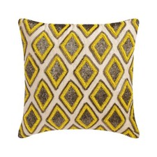 Decorative Pillow Cover Yellow 16"x16", Bed Decor Linen - Yellow Jubilee