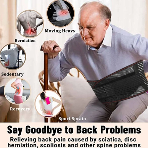 Back Support Brace Lower Back Pain with 4 Stays Belt Relief Breathable Air Mesh - Picture 17 of 28