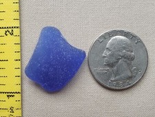 PURE BEACH SEA GLASS SURF TUMBLED COBALT BLUE FROSTED CURVE SHAPE PENDANT E01