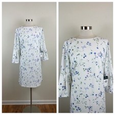 Ralph Lauren White Blue Floral Bell Sleeve Dress New With Tag Women Size 14W