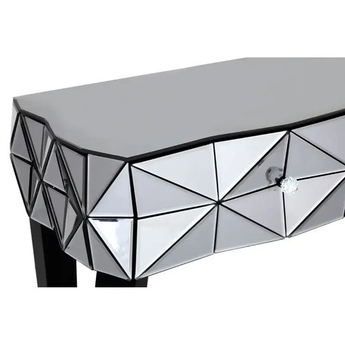 Luxury 3D Mirrored Console Table – Black Legs Glass Hallway Sideboard - Picture 9 of 12