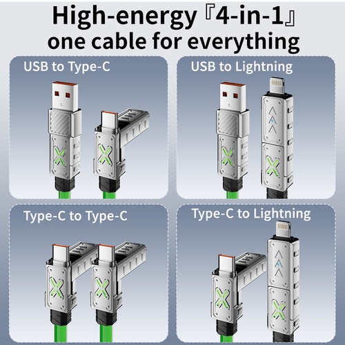 1.5m Schnell Ladekabel 4 in 1 240W für iPhone Samsung Handy USB Typ C Datenkabel - 第 6/13 張圖片